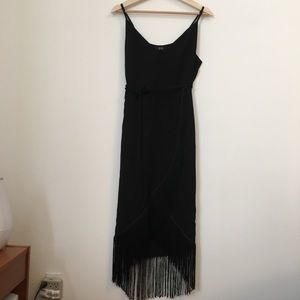 Black asos dress with fringe
